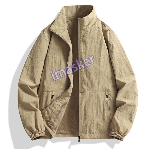Men's Jacket Spring New Casual Stand Collar Solid Color Loose Jacket Trendy Plus - Picture 6 of 29
