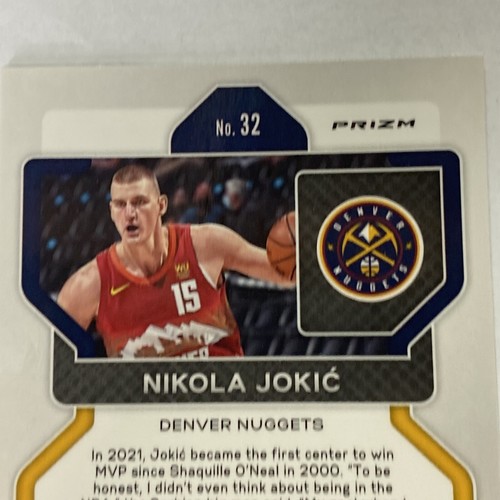 Nikola Jokic Orange Cracked Ice Prizm Parallel 2022 Panini Prizm NBA Card #32 - Photo 9 sur 11