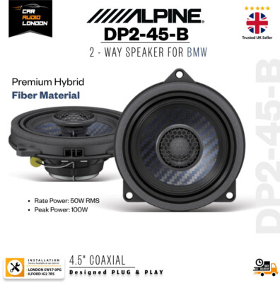 Alpine DP2-45-B 4.5'' 2-Way 100W (Pair) Coaxial Car Door Speakers for BMW