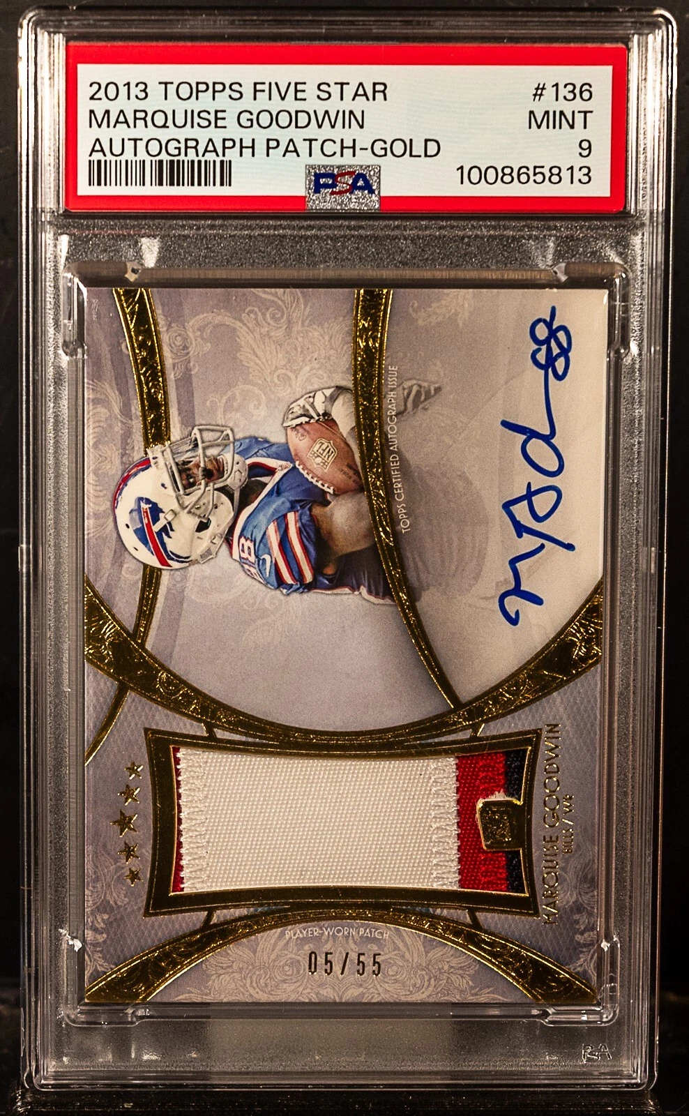 Marquise Goodwin Topps Five Star #136 Autograph Patch-Gold