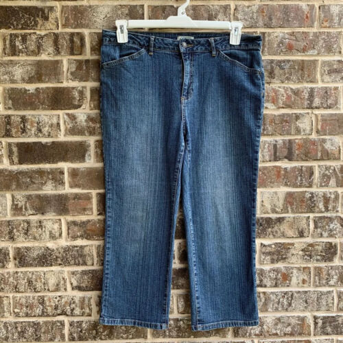Pantalones de mezclilla capri recortados de tiro medio azul talla 12 St. John's Bay para mujer - Imagen 9 de 13