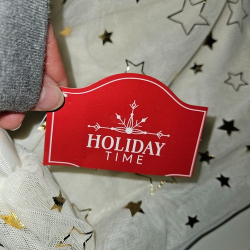 NWT Holiday Time Skirt Tutu Mesh Overlay Girls Large 10-12 Ivory Gold Stars - Picture 5 of 8