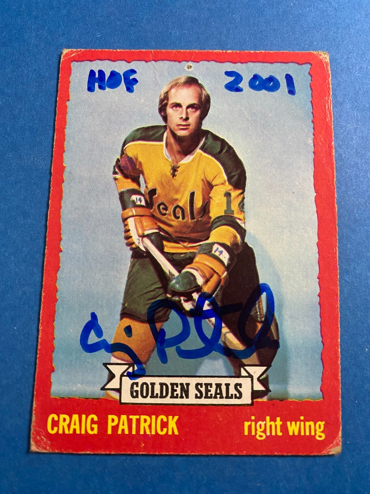 CRAIG PATRICK 1973-74 O-PEE-CHEE AUTO SIGNED GOLDEN SEALS "HOF 2001" TEAM USA