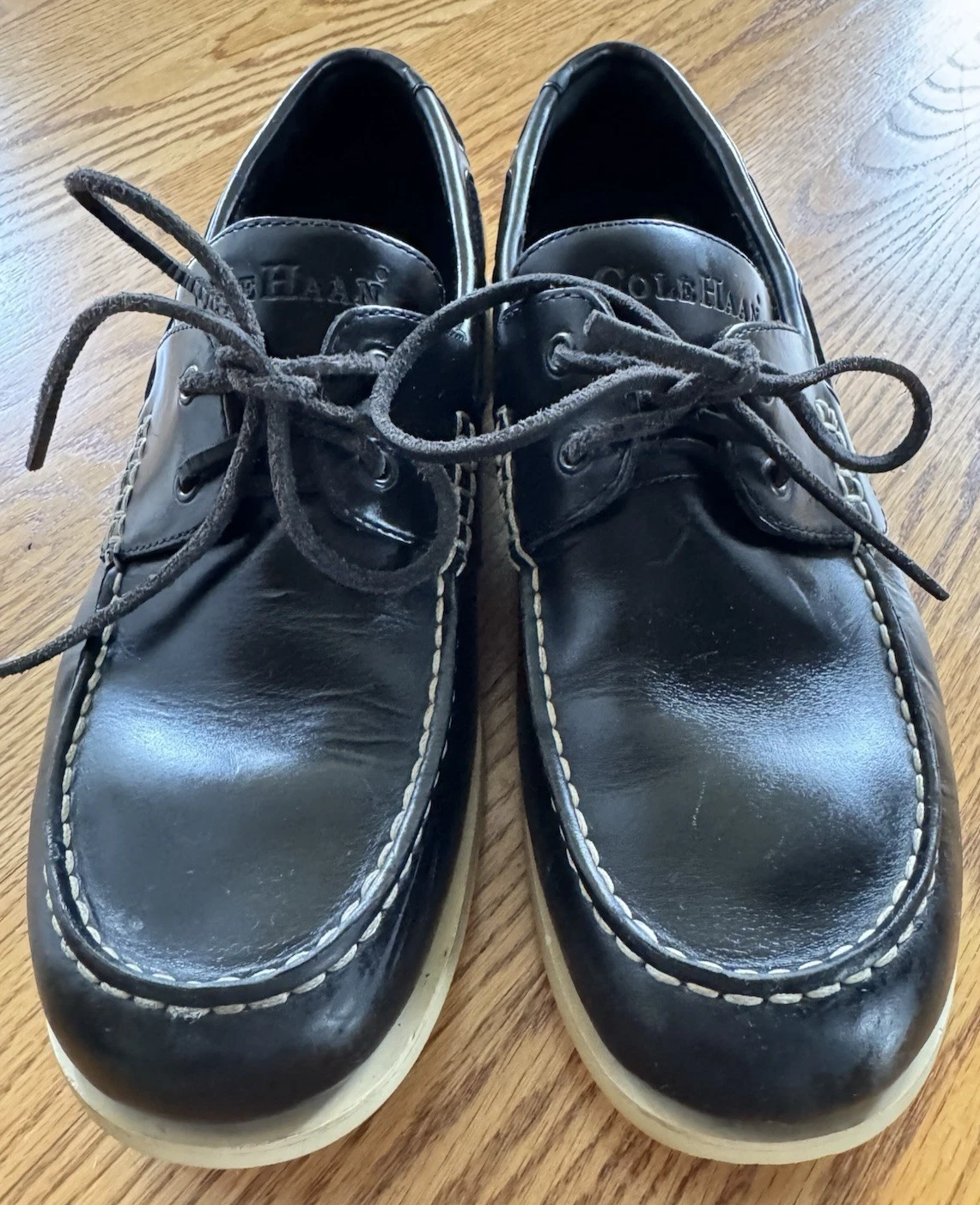 NIKE Scarpe resort Cole Haan da uomo in pelle nera taglia 10 5 M stile classico Docksider