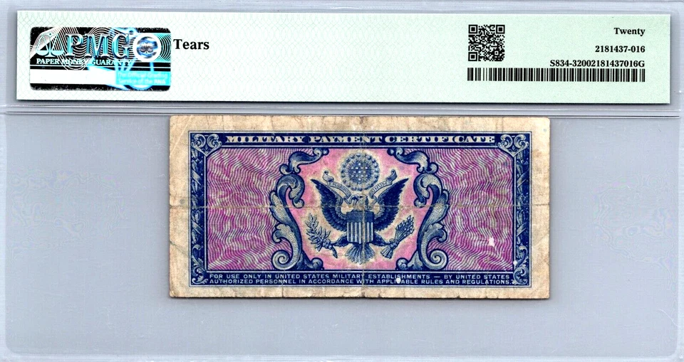 Series 481 50 Cents Military Payment Certificate 3rd Printing PMG 20 VF P-S834-3 - Image 2 of 4