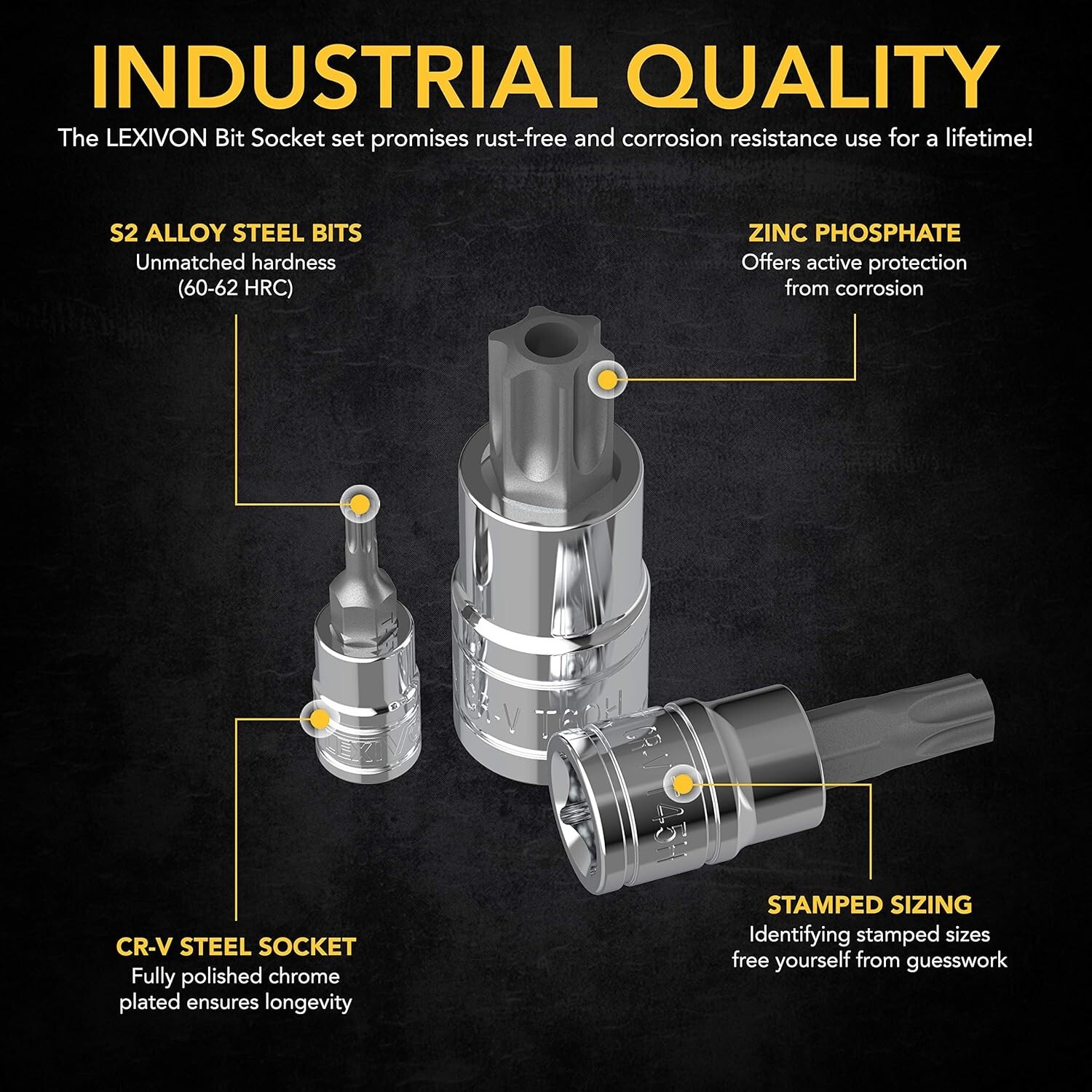 13-Piece Torx Bit Socket Set Solid & Tamper Proof T8-T60 Premium S2 Alloy Steel