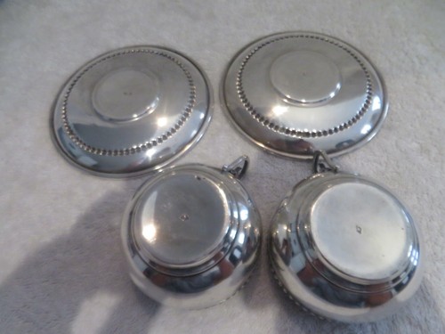 Gorgeous 1900 French 950 silver 2 tea cups & saucers pearls Bardies Faure 15cl - Picture 7 of 13
