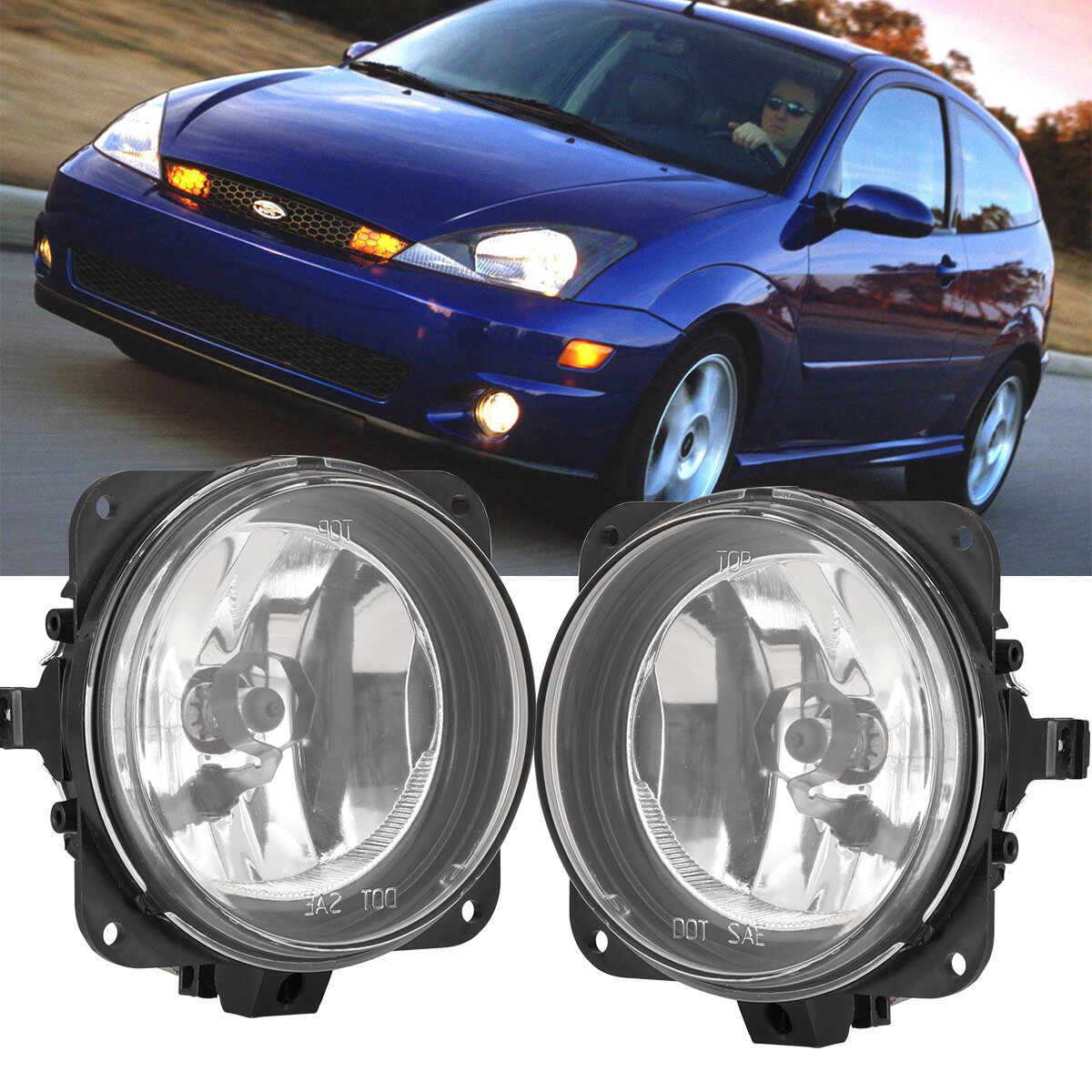 Fog Lights For 2000-2005 Ford Focus SVT Driving Front Bumper Lamps