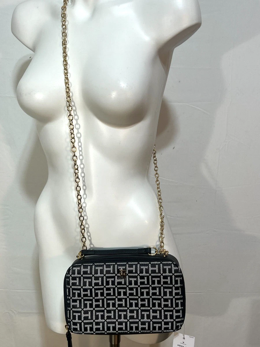 Tommy Hilfiger Women Black Bag Handbag Gold Chain Women New NWT | eBay