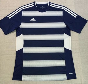 blue white striped soccer jersey