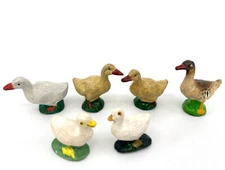 Elastolin Composite x 6 Duck Goose 2in Toy Barnyard Figures 1930s 50s Vintage