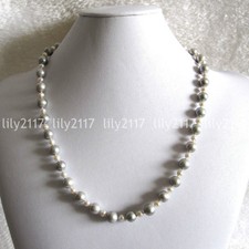Genuine Natural 4-10mm White Gray Freshwater Cultured Pearl Necklace 14-36''