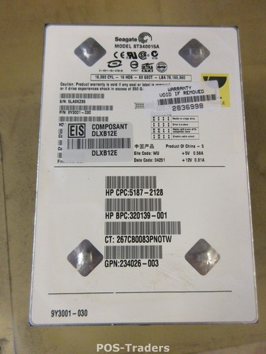 Seagate ST340015A, 5LA, WU, PN 9Y3001-030, 40GB IDE 3.5 Hard Drive HDD - Afbeelding 2 van 2