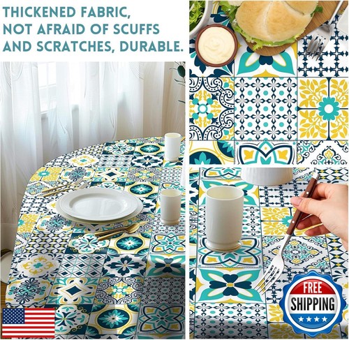 JhcsDy Round Tablecloth Bohemian Tablecloths 60 Inch Table Cover Wrinkle-Free - Picture 4 of 5