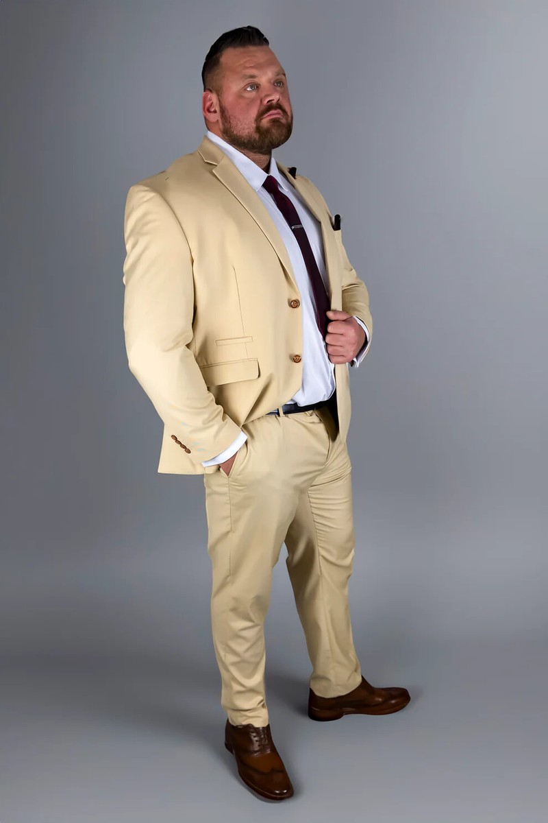 Mens Suit Beige Two 2 Piece Plus Size XL Extra Large Big