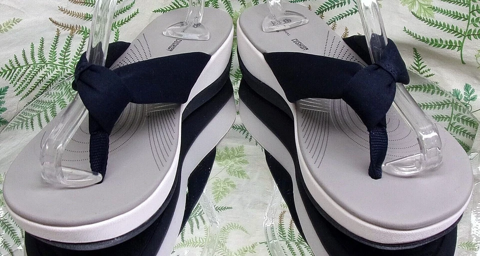 CLARKS ARLA GLISON СИНИЙ ТКАНИ СТРИНГИ НОСОК САНДАЛИИ СКОЛЬЖЕНИЯ ONS ТУФЛИ ЖЕНЩИН SZ 11 M - Изображение 2 из 4