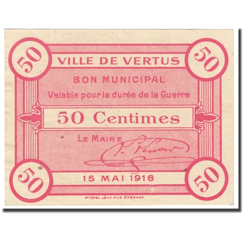 [#608379] France, Vertus, 50 Centimes, 1916, Bon Municipal., EBC, Pirot:51-54