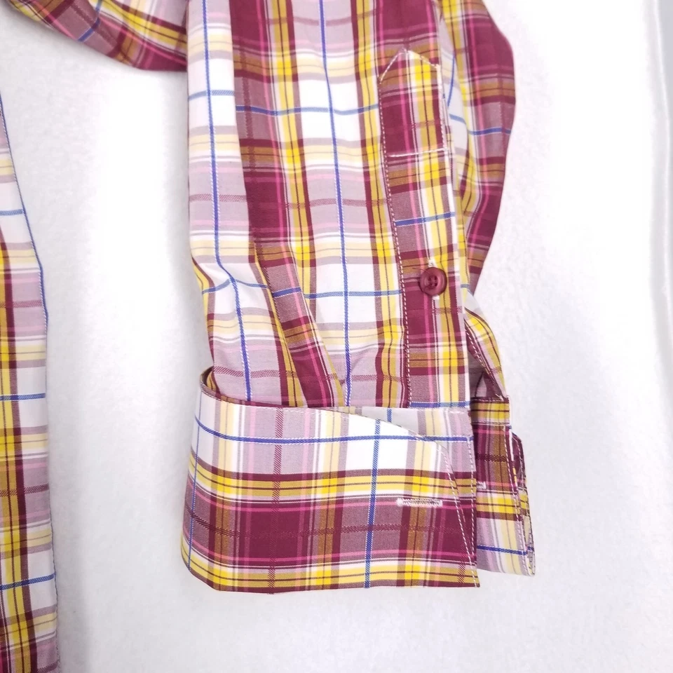 Camisa masculina C. Allen New York 19.5 36/37 punho francês manga longa borgonha botão - Imagem 3 de 4