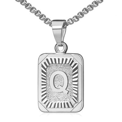 Initial Pendant Necklace 26 Capital Letter Stainless Steel Silver