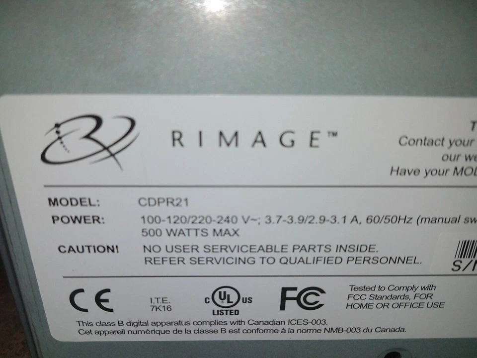 Rimage Everest II CD DVD Blu-ray Thermal Printer Model:CDPR21 - Image 3 of 4