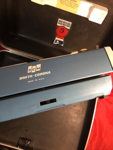 Antique Smith Corona Typewriter Vtg Portable Case Galaxie Twelve Atomic Blue 12 - Picture 5 of 9