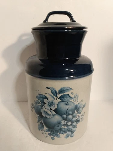 McCoy Faux Ceramic Milk Can Cookie Jar Blue Gray Harvest 9.5" #253 Original Seal