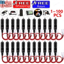 Lot 12V Fused LED Light Cigarette Lighter Male Plug Replacement Adapter w/ Leads