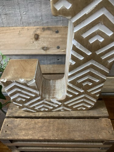 Rustic Wooden Letter J 7.5” Decor Free Standing Initial J - Picture 6 of 7