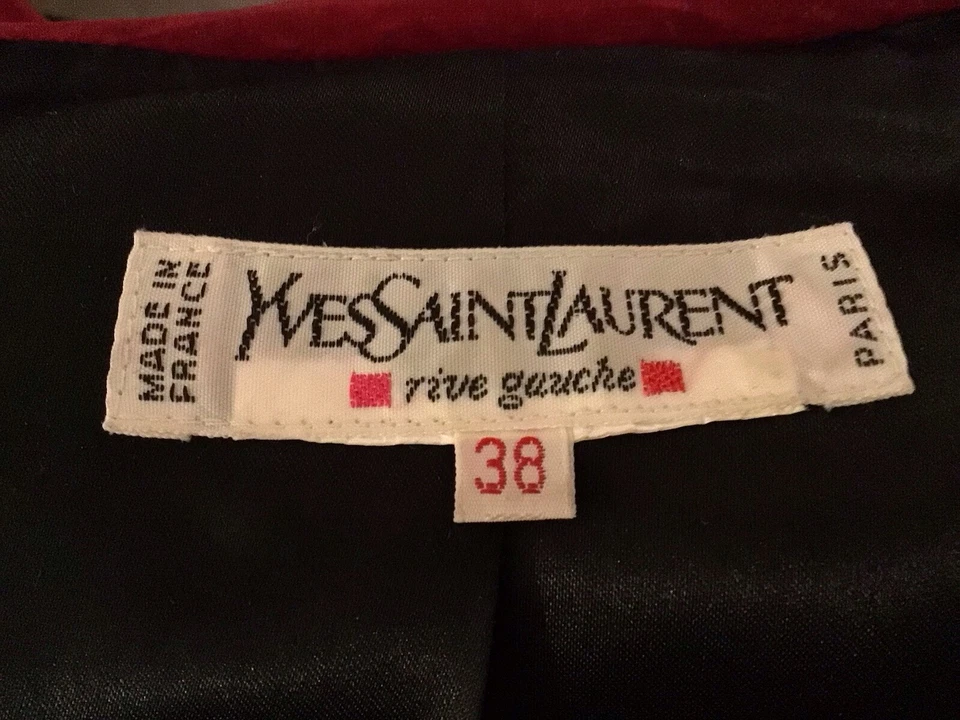 Chaqueta YVES SAINT LAURENT Rive Gauche 1991 YSL Talla M Terciopelo Rojo EE. UU. Estilo Militar Foto 3 de 4