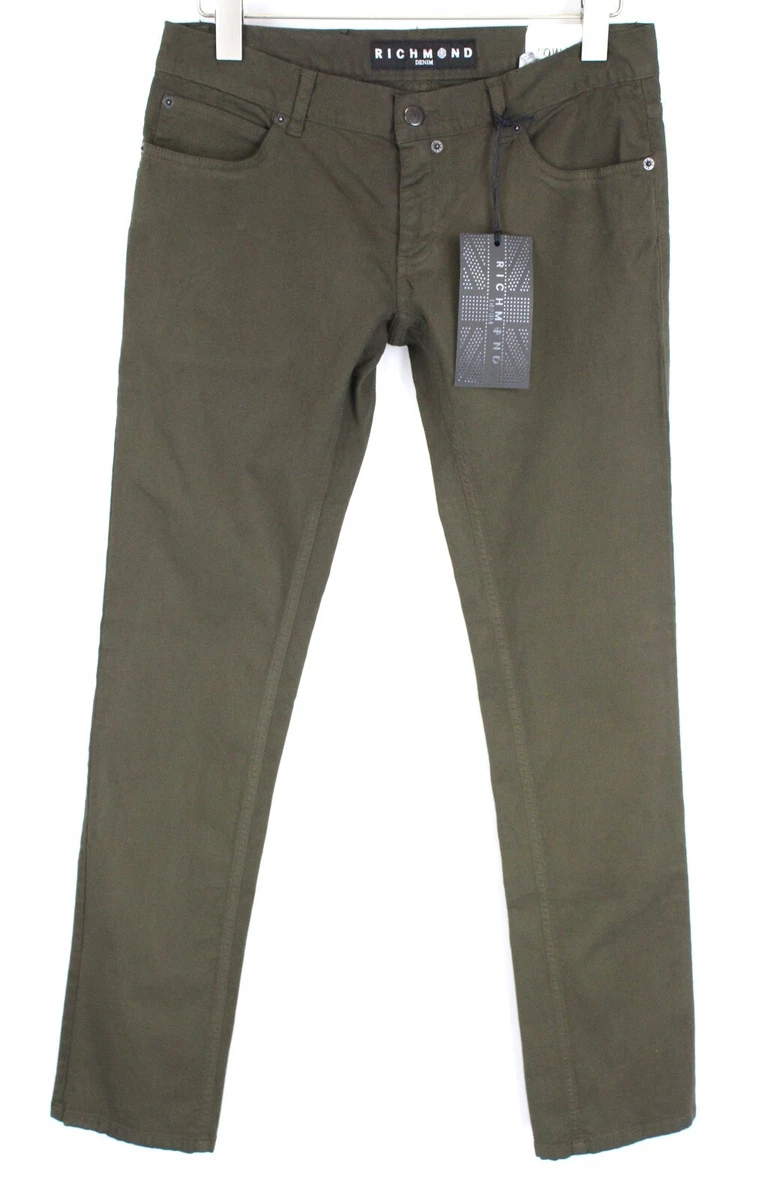 Richmond IT32 Uomo Pantaloni Vita Bassa Super Skinny Marrone Zip
