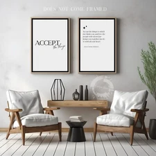 Accept the Things, Set of 2 Motivational Poster Prints, Home Wall Art Décor