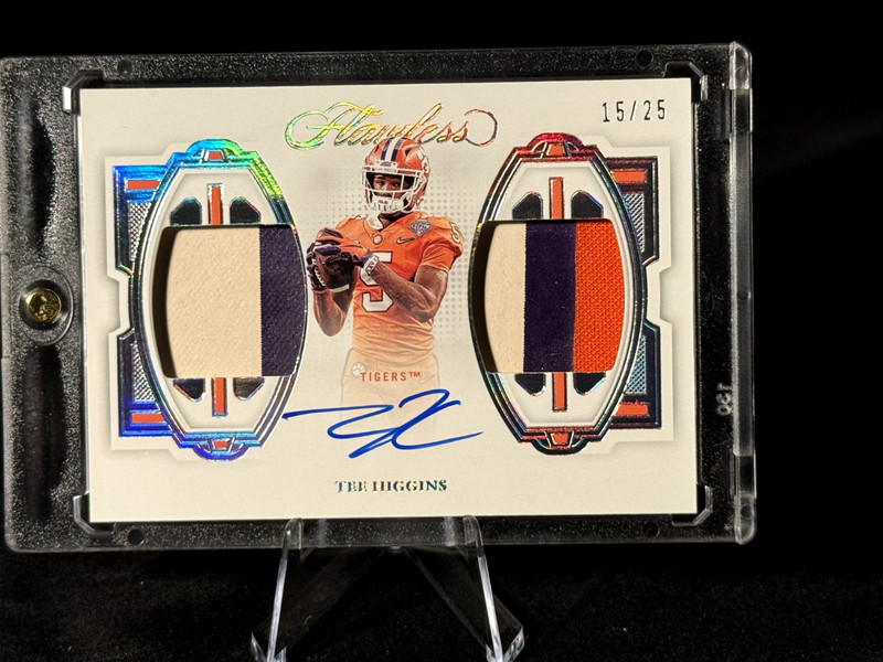 Panini 2023 Flawless Collegiate Tee Higgins Dual Patch Auto DPA-TH /25