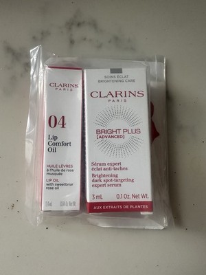 Clarins Bright Plus Advanced Serum & Lip Comfort Oil - White and Pink