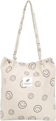 Cord Tasche Emoji Smiley Gesicht Druckknöpfe mit Innentasche Schulter