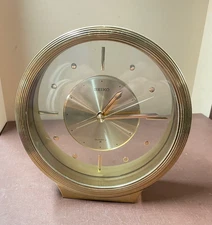 Vintage Seiko QQZ138G Round Gold Tone Desk/Mantel Clock