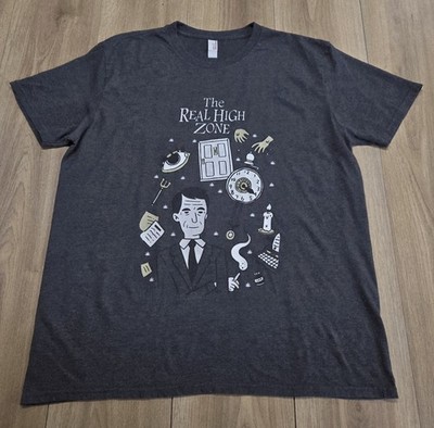 ''Real High Zone'' Print T-Shirt Mens Sz XL, Anvil, Gray, Twilight Zone Parody 