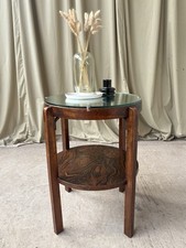 Vtg Antique Wooden Mirror Top Side Table Dumbwaiter Retro R1078