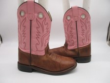 Old West Pink Brown Cowgirl Boots Youth Girls Size 3 Style BSC1839