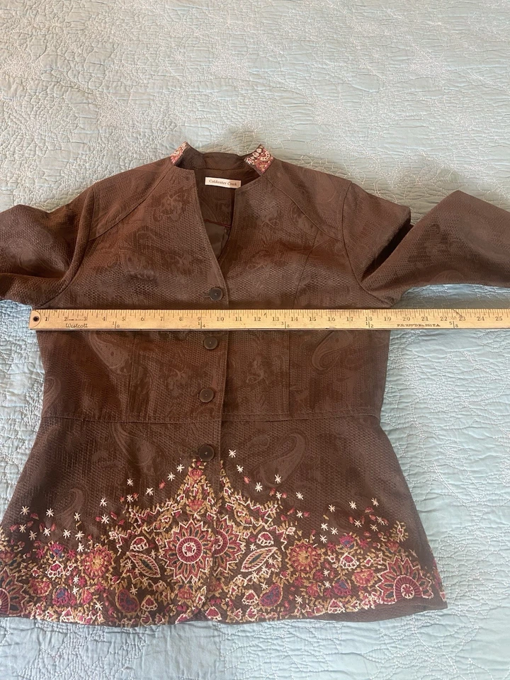 Блейзер Coldwater creek 6 в западном стиле коричневый с вышивкой  - Изображение 3 из 4