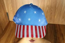 AMERICAN FLAG Canvas Adjustable Hat Baseball Cap STARS STRIPES Fits Most NWT