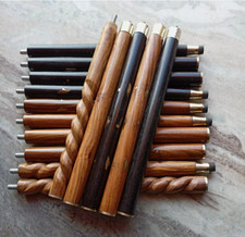Set of 5 PCs 3 Fold Walker Wooden Walking Stick Cane For Head Handle Only Shaft