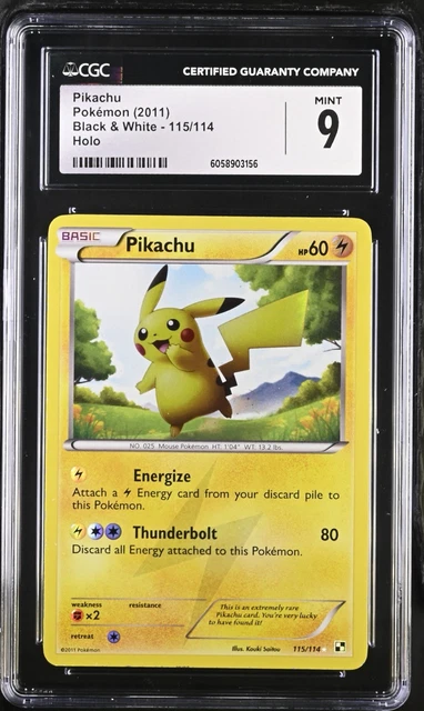 CGC 9 MINT Pikachu 2011 Black & White 115/114 Holo Pokemon Card