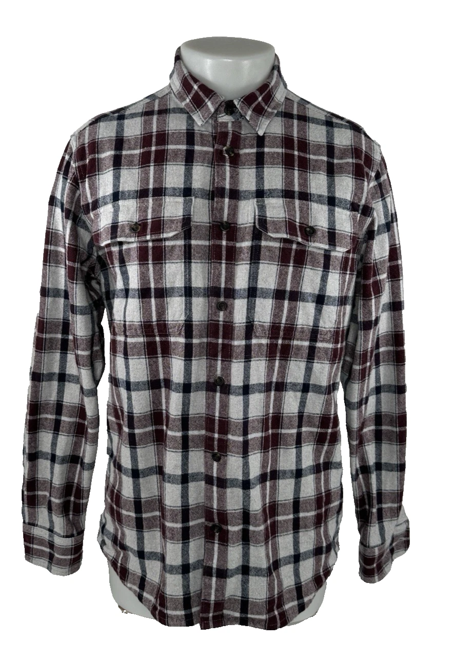 Prana - Hiking Organic Cotton Plaid Checked Mens Medium Flannel Shirt