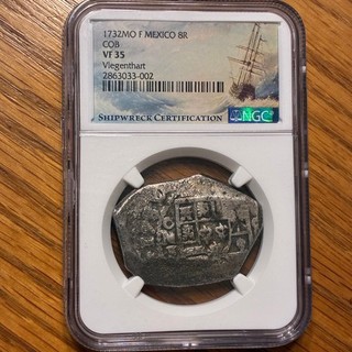 1732 MO F Mexico 8R COB Vliegenthart Shipwreck 8 Reales NGC VF35 ERROR