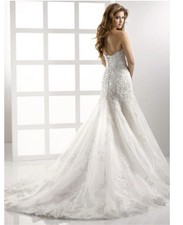 Haute Couture Maggie Sottero Ivory Wedding Dress, (Lace,Beaded) Size 8