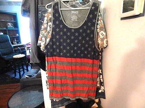 Men’s Mad Engine America Stars and Stripes Large Tank Top as pictured