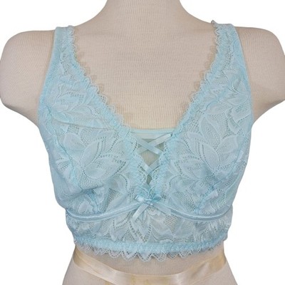 ADORE ME Bralette Womans 1X Ice Blue Alessa Lace Stretch 