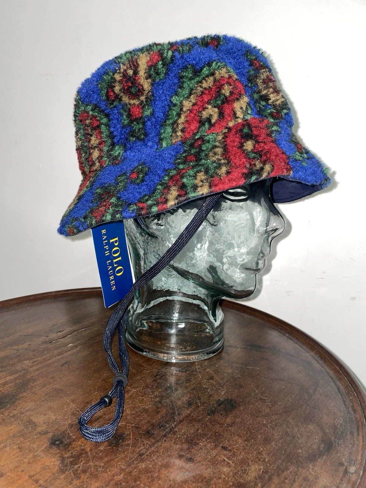 Ralph Lauren Teddy Fleece Bucket Hat Sz S/M (57cm)Blue Mix