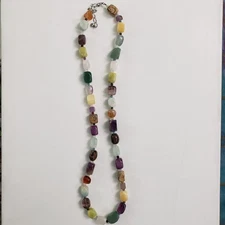 DRT Jay King "Mine Finds" Gumdrop Multi Stone 925 Sterling Silver Necklace 33"