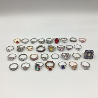 Large Bundle of Costume Jewellery Rings with Colourful Stones (J1) NS#8633